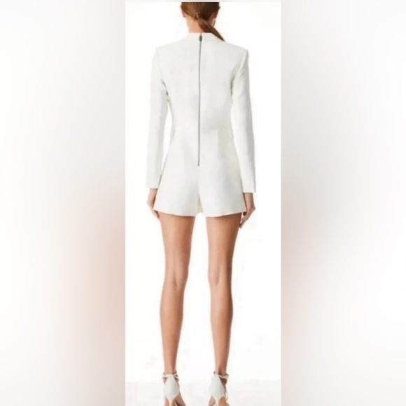 Alice and Olivia Faux Kyrie Tuxedo White Romper Jacket $495 New - Picture 9 of 11